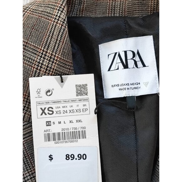 Zara Women's Plaid Gray Double Breasted Blazer Size XS - Picture 7 of 10